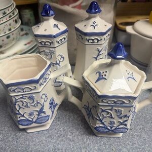 Blue and White Ceramic Tea Set